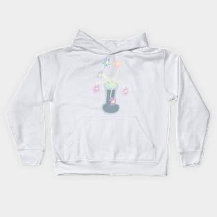 STARRY FLOWERS IN GREY VASE Kids Hoodie